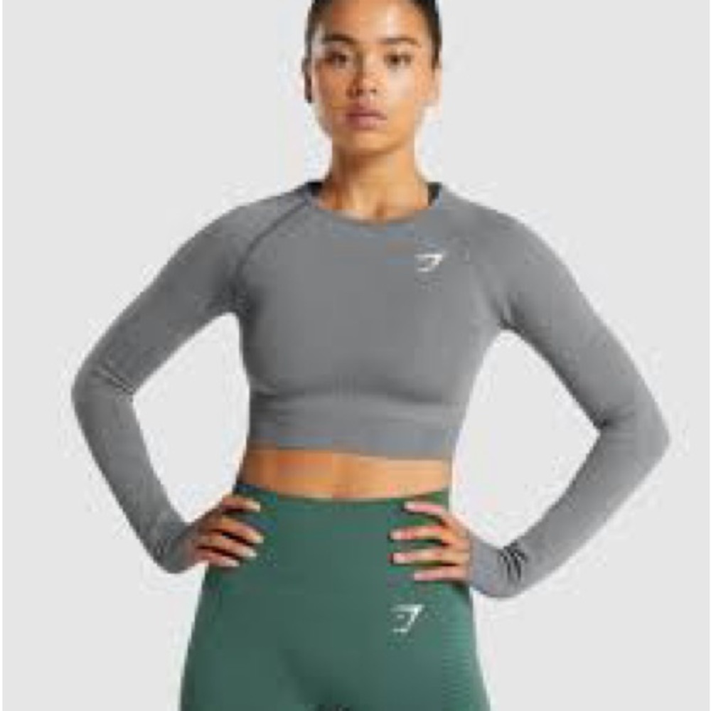 Gymshark Charcoal Long Sleeve Crop Top